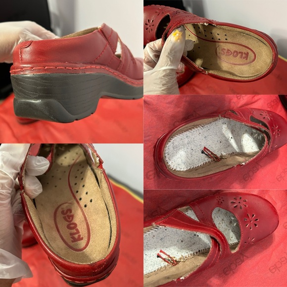Klogs Red Leather Upper Floral Cutout Slip On Mary Janes Size 8M - “Sander” - Picture 12 of 16